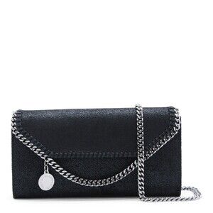 Stella Mccartney Black Faux Leather Continental Wallet Crossbody Bag - NWT